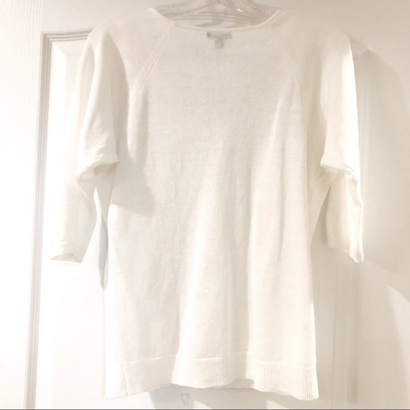 Ann Taylor White Linen Blend Tie Front Sweater Size XS - Picture 2 of 6